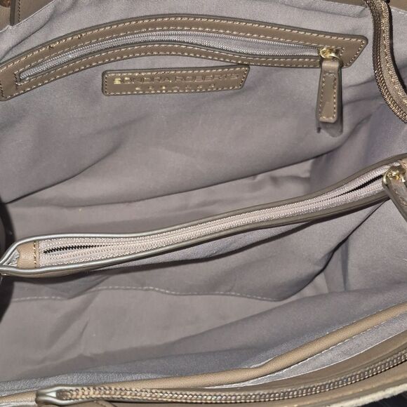 Sondra Roberts Squared Animal Print Taupe Crossbody Tote Bag - Picture 8 of 11